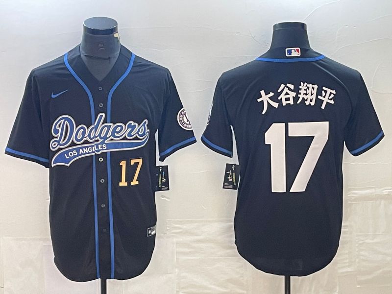 Men Los Angeles Dodgers #17 Ohtani Black Nike Game MLB Jersey style 11